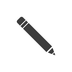 Pencil icon. Education black silhouette element. Vector isolated on white background