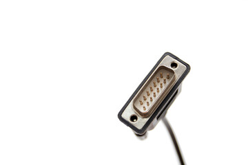 Computer connector with pins and screws for connecting the joystick. Old PC cables.