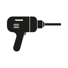 Screwdriver icon. Power drill black silhouette instrument. Repair outline pictogram. Vector isolated on white.