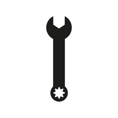 Wrench icon. Repair black silhouette pictogram. Vector isolated on white.