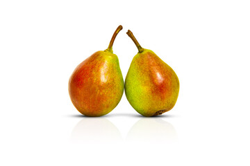 Two juicy ripe pears isolated on a white background. Design element