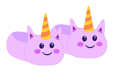 Unicorn slippers vector. Illustration for backgrounds, wallpapers, covers, packaging, greeting cards, posters, stickers, textile and seasonal design. Isolated on white background.