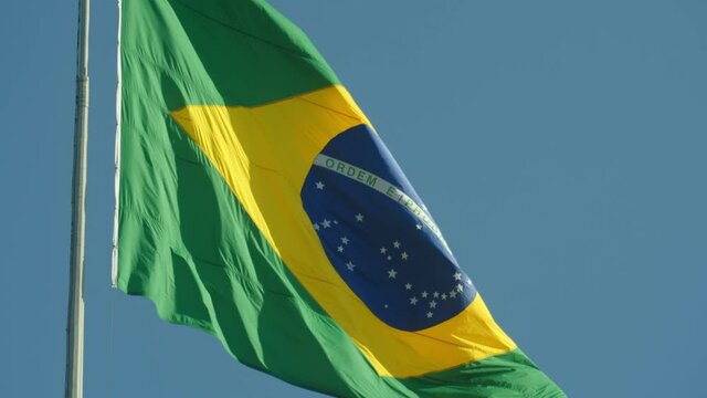 brazilian flag waving in the wind