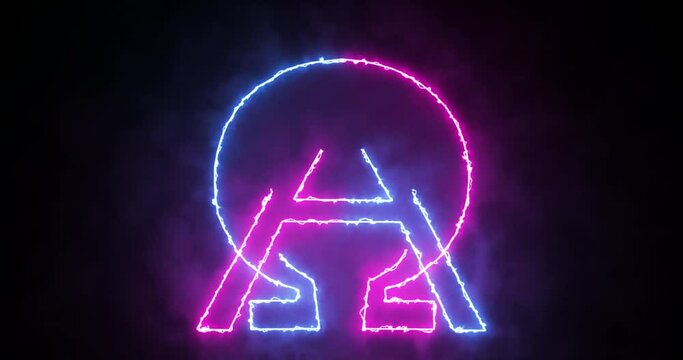 Alpha and Omega symbol Animation, Neon, Red and blue style, smoke extraction of a similar color. 4K