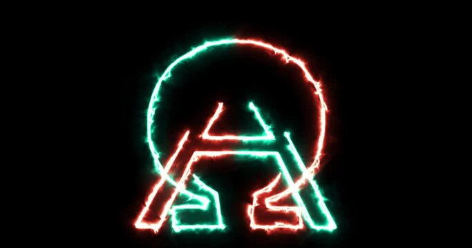 Animated alpha and omega symbol .in a turquoise-red-orange style.Alpha Channel