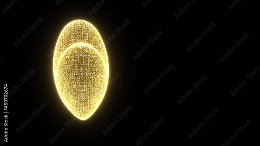 Poster abstract animation 3d heart of golden glitter wire mesh on black background rotating loop with copy 