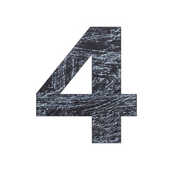 Obraz premium Four - Number written with chalk on the blackboard