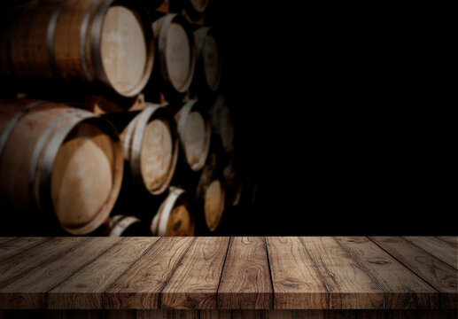 blank of wood top table at winery
