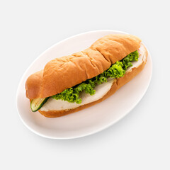 chicken sandwich on white background