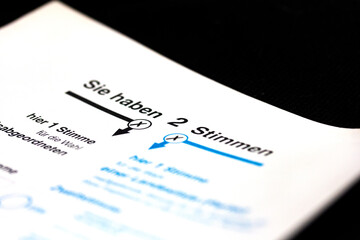 Deutschland, Sonntag, 26. September 2021, Wahlzettel für Bundestagswahl