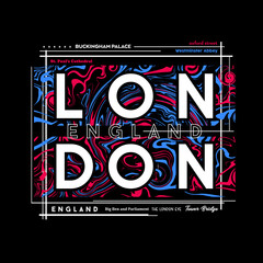 London t-shirt graphic design in abstract style. Vector illustration