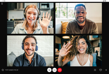 Group of people on a video call from home.