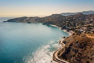 Aerial view of touristic coast in Almunecar, Andalusia, Spain