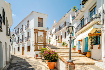 Picturesque town of Frigiliana located in mountainous region of Malaga, Andalusia, Spain - obrazy, fototapety, plakaty