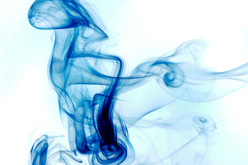 Blue smoke on white background.