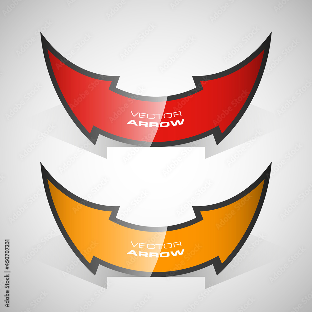 Poster Vector Arrow banners set. Direct shape. 3d Abstract Background. Business infographic presentation diagram. Section compare service. Up and down trend. Paper index. Exact pointer