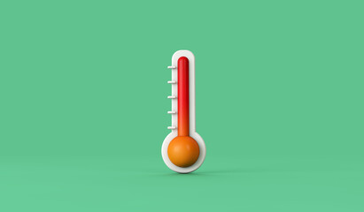 Weather thermometer showing climate change rising temperature levels. 3D Render - obrazy, fototapety, plakaty