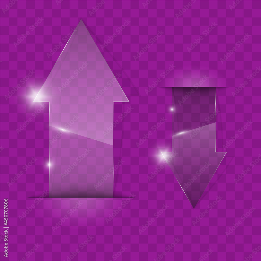 Fototapete transparent arrow banners set. direct glassy shape. abstract arrows background. business infographic