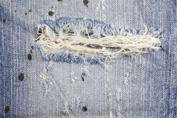 Jeans torn denim texture.