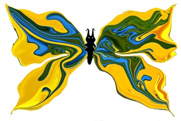 Yellow butterfly spreading wings isolated on white background