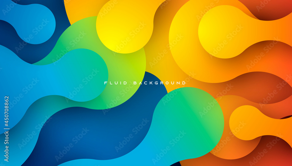 Poster blue and orange gradient dynamic fluid background