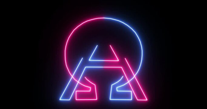 The alpha channel.Animated Alpha and Omega symbol in red and blue,neon execution, Without using fonts 