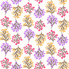 Abstract Floral Seamless Pattern With Hand Drawn