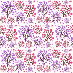 Abstract Floral Seamless Pattern With Hand Drawn