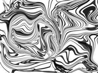 Black and white images are identical to liquid flow. Modern abstract monochrome background with thin twisted lines. Abstract background of waves.