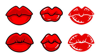 Kissing Lips and Kiss Marks Set
