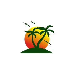 Fototapeta premium summer beach logo vector illustration icon