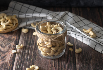 cashew nuts in a glass jar
