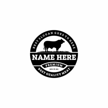 Vintage Cattle Angus Beef Label Emblem logo design inspiration