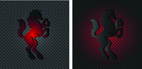 design of horse logo with metal background