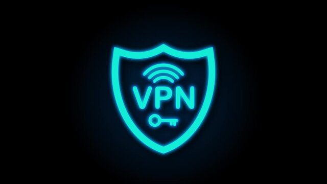 Secure VPN connection concept neon icon. Virtual private network connectivity overview. Motion graphics.