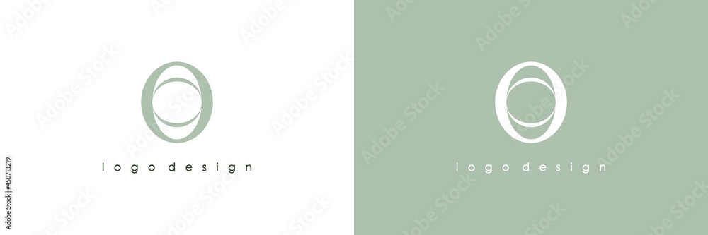 Poster simple initial letter o logo. green and white circular rounded line infinity style isolated on doubl