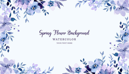 Spring purple floral background with watercolor