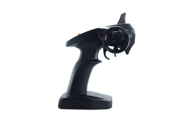 Black remote control toy car remote control on isolated white background