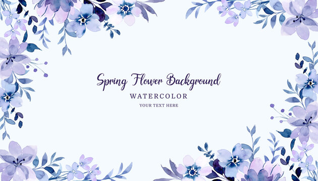 Spring Purple Floral Background With Watercolor