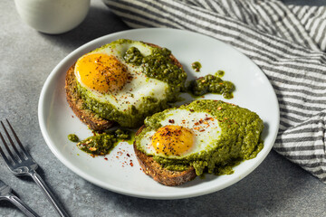 Healthy Organic Pesto Egg Toast