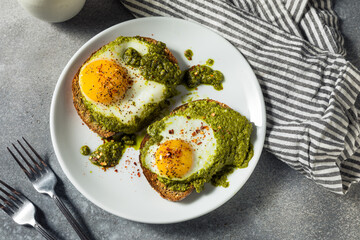 Healthy Organic Pesto Egg Toast
