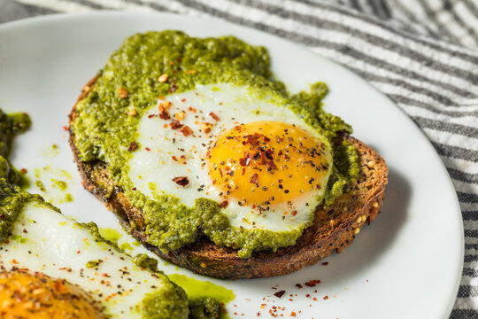 Healthy Organic Pesto Egg Toast