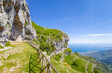 Cima del Redentore (Latina, Italy) - The panoramic peak with religious statue in the Aurunci...