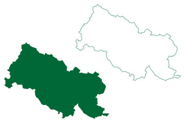 Fototapeta na wymiar Kasganj district (Uttar Pradesh State, Republic of India) map vector illustration, scribble sketch Kasganj map