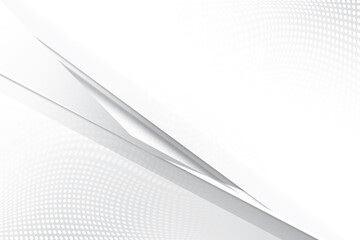 Abstract  white and gray color, modern design background with geometric shape and halftone effect. Vector illustration.