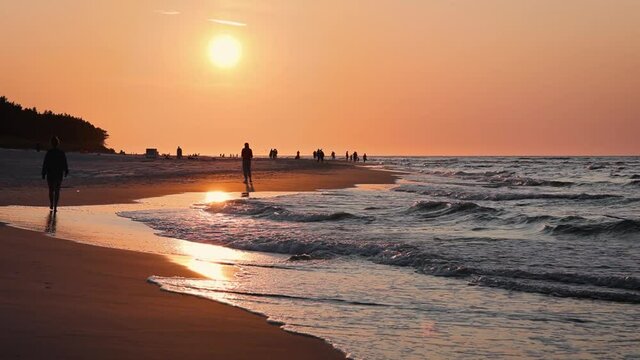 Evening on a beach in Debki village on the Baltic Sea coast in Pomerania region of Poland