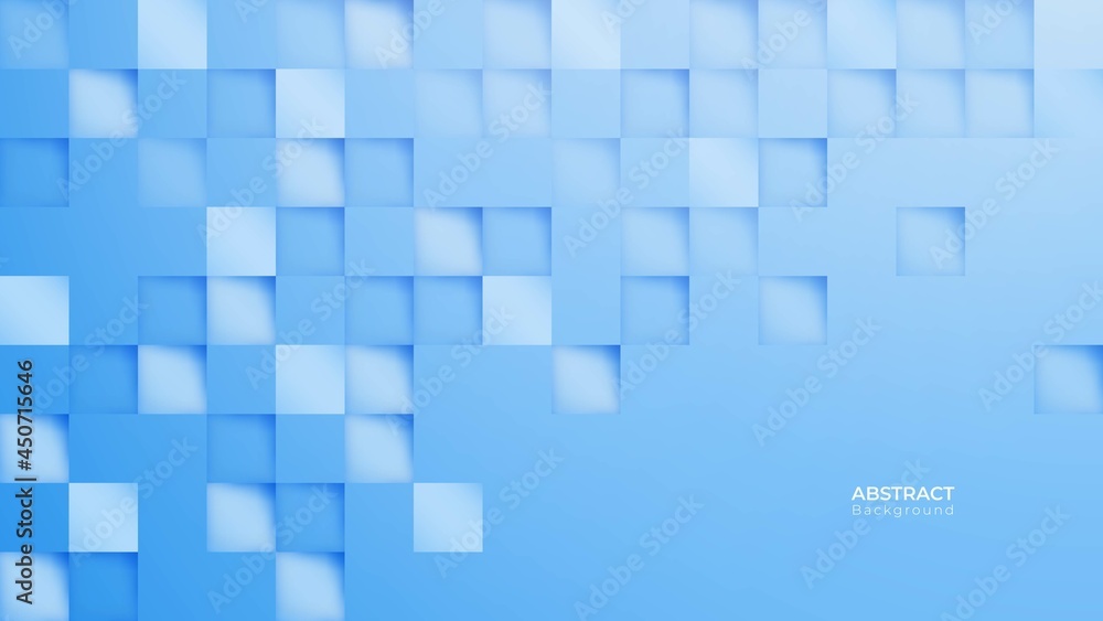 Poster abstract 3d modern square background. blue sky geometric pattern texture. vector art illustration
