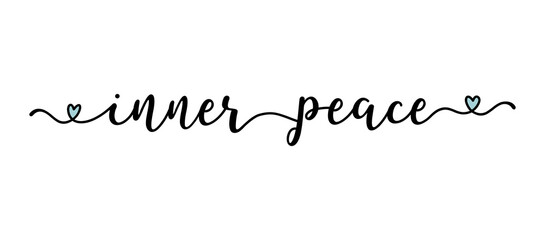 Hand sketched INNER PEACE quote as ad, web banner.  Lettering for banner, header