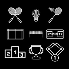 minimalistic badminton icon set