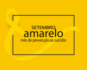 Yellow september suicide prevention month in Portuguese language. Setembro Amarelo vector. Yellow awareness ribbon.
